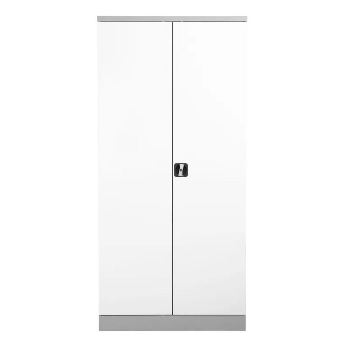 STAHLSCHRANK Bee mit 7 lackierten Fachböden 195x92x50 cm Korpusfarbe Lichtgrau Frontfarbe Verkehrsweiß - Weiß, Metall (92/195/50cm)