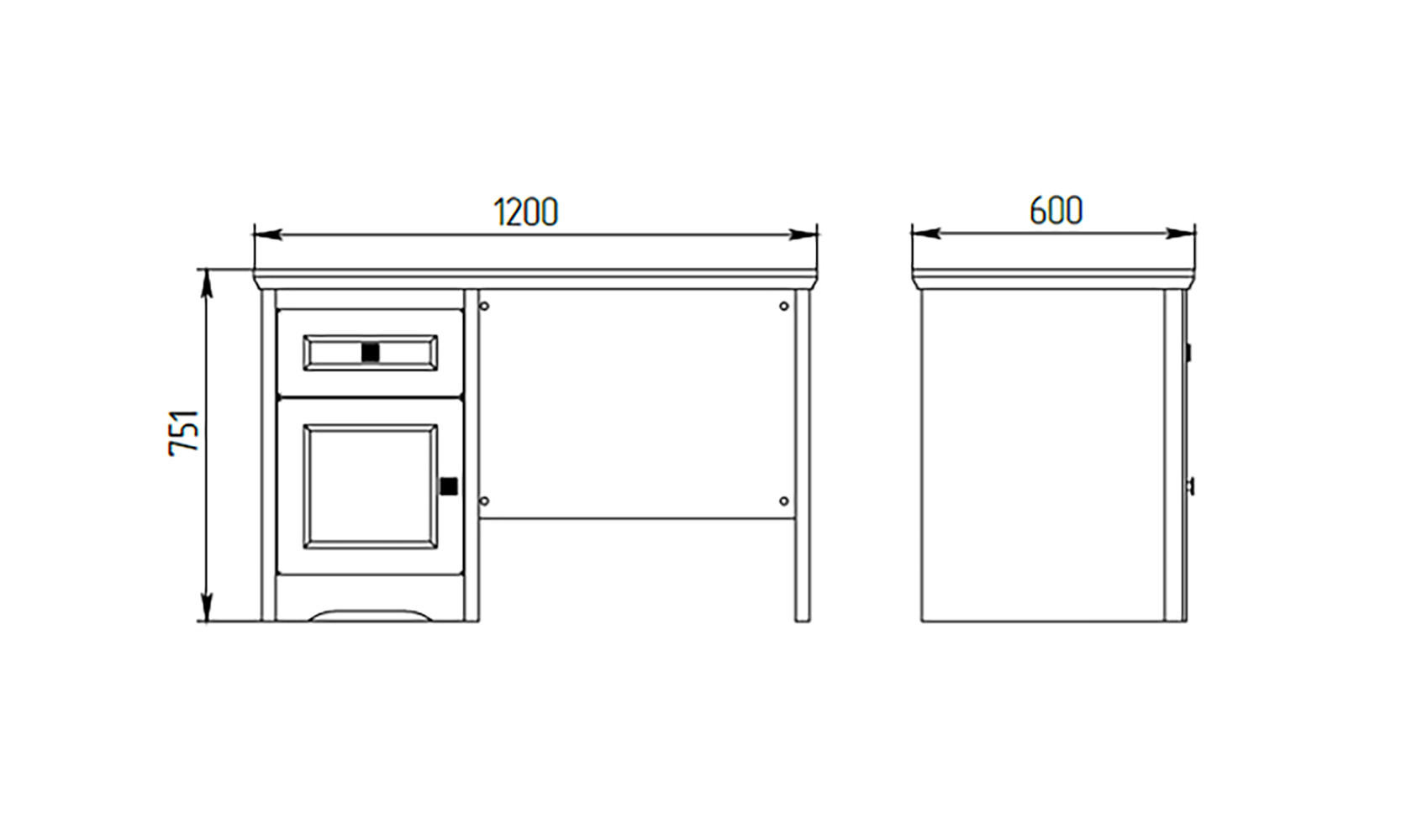 Thumbnail - Feldmann-Wohnen Schreibtisch, Weiß, Eiche, Holz, 1 Fächer, 1 Schubladen, Rechteckig, 120x75x60 cm, Arbeitszimmer, Schrei...