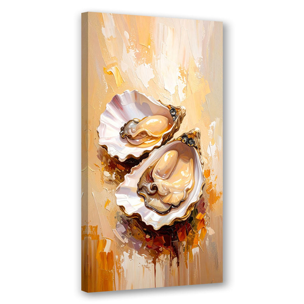LEINWANDBILD Austern Meeresfrüchte Sushi 50x100cm - Beige, Textil (50/100cm) - Feeby