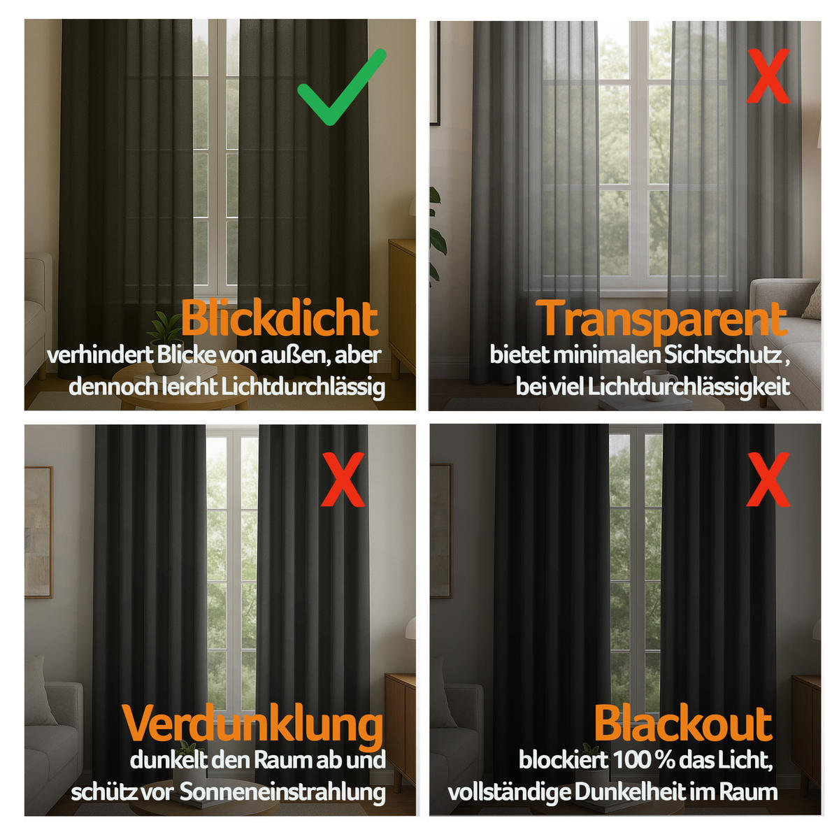 VORHANG Blickdicht ( 140x245cm ) mit Kräuselband / Universalband in Anthrazit - Anthrazit, Textil (140/245cm) - Bestlivings