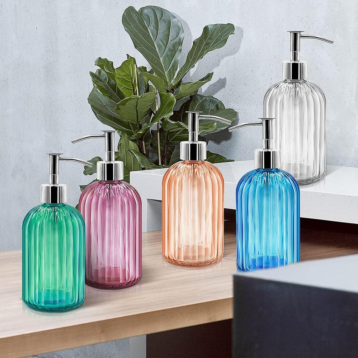 SEIFENSPENDER , 2er-Pack Seifenspenderflaschen mit Pumpe - Transparent, Glas (7.7/19/7.7cm) - BELZ