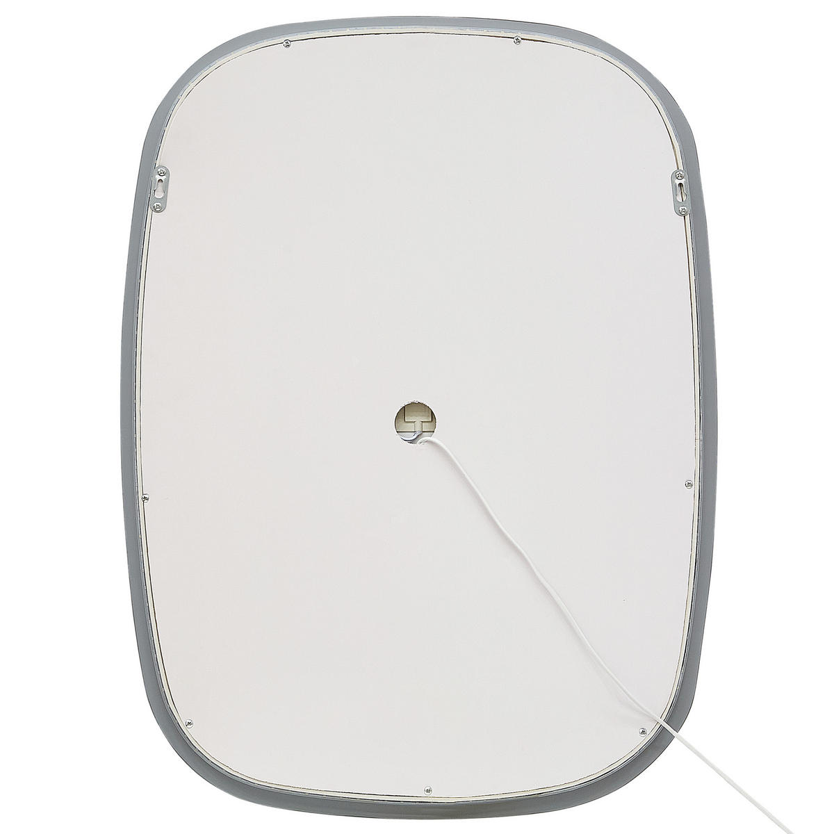 OVALER LED-Wandspiegel 78 cm Silber Bergerac - Silberfarben, Glas (78/3/58cm) - Beliani