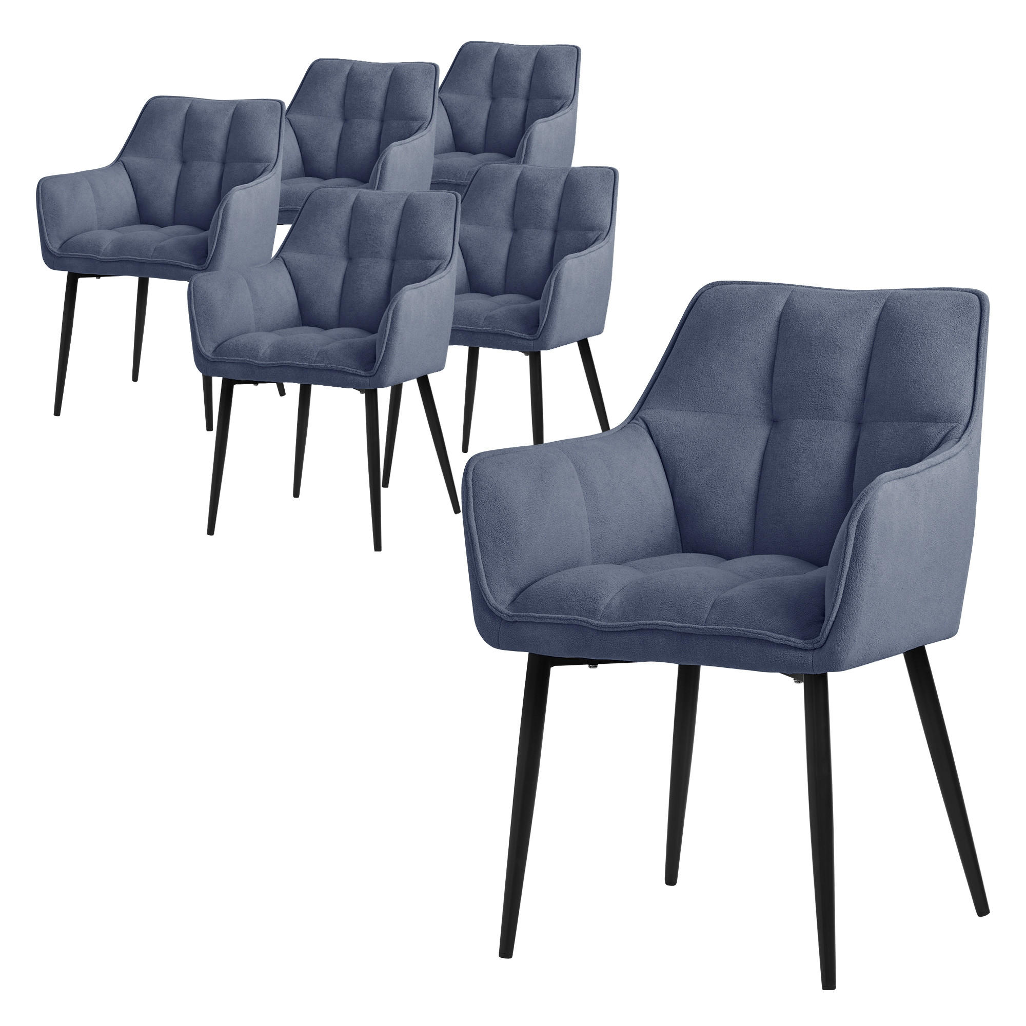 ESSZIMMERSTUHL 6er Set blau - Blau, Textil (63/90/57cm) - ML-DESIGN