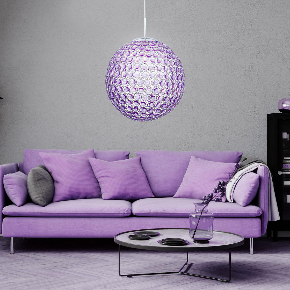 LED HÄNGELEUCHTE Acryl Kristall Lila - Lila, Metall (40/40/165cm) - Globo Lighting