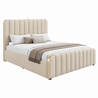 POLSTERBETT mit Stauraum und USB/Typ-C 140x200 cm Leinen Beige - Beige, Metall (140/200cm) - Meubliv