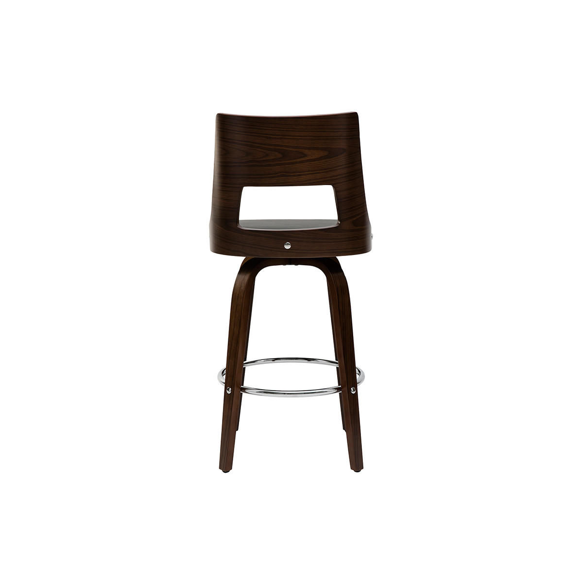 BARHOCKER Vintage Schwarz Dunkles Holz GARBO - Walnussfarben, Kunststoff (49.5/100.5/48cm) - Miliboo