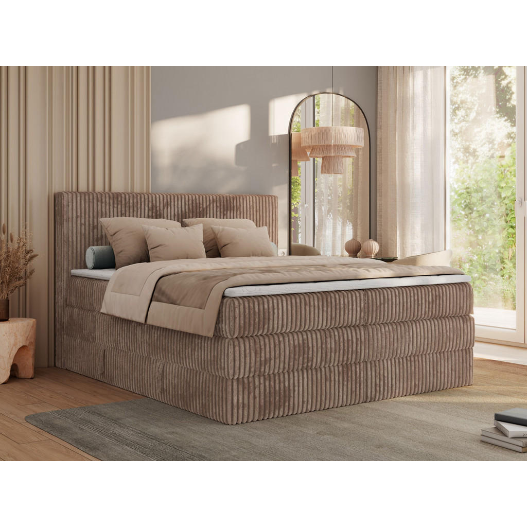 Thumbnail - MKS Boxspringbett, Braun, Textil, H3, 7-Zonen, Rechteckig, 140x200 cm, Oeko-Tex®, Schlafzimmer, Betten, Boxspringbetten