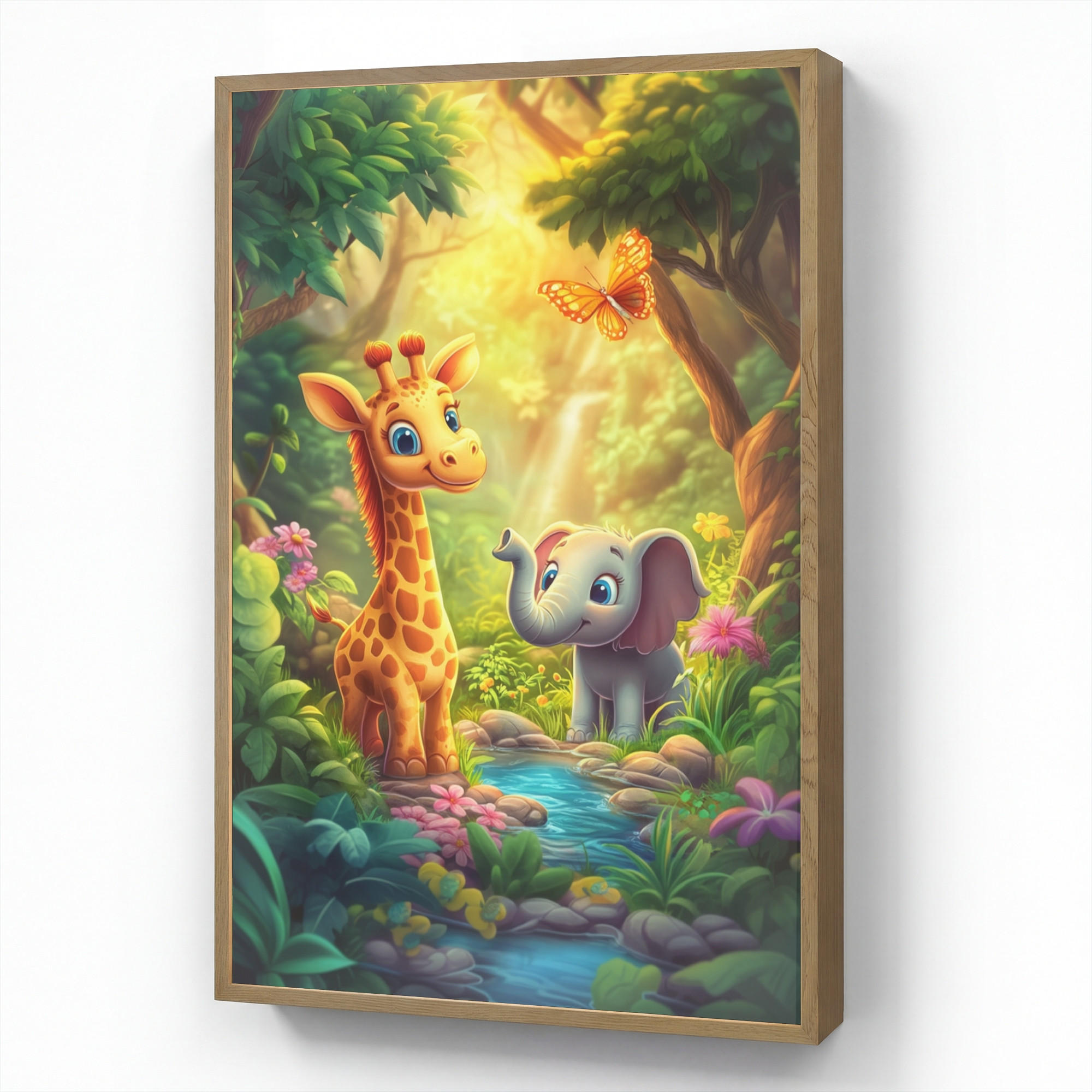 OnlyWow DOBÍJECÍ NOČNÍ LAMPIČKA Žirafa - slon - květiny - džungle 60x90 cm