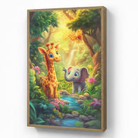 NACHTTISCHLAMPE MIT AKKU Giraffe - Elefant - Blumen - Dschungel 60x90 cm - Grün, Holzwerkstoff (8/60/90cm) - OnlyWow