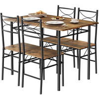 TISCHGRUPPE Esstisch mit 4 Stühlen, MDF, Vintagebraun - Dunkelbraun/Schwarz, Holzwerkstoff/Metall (110/76/70cm) - Woltu