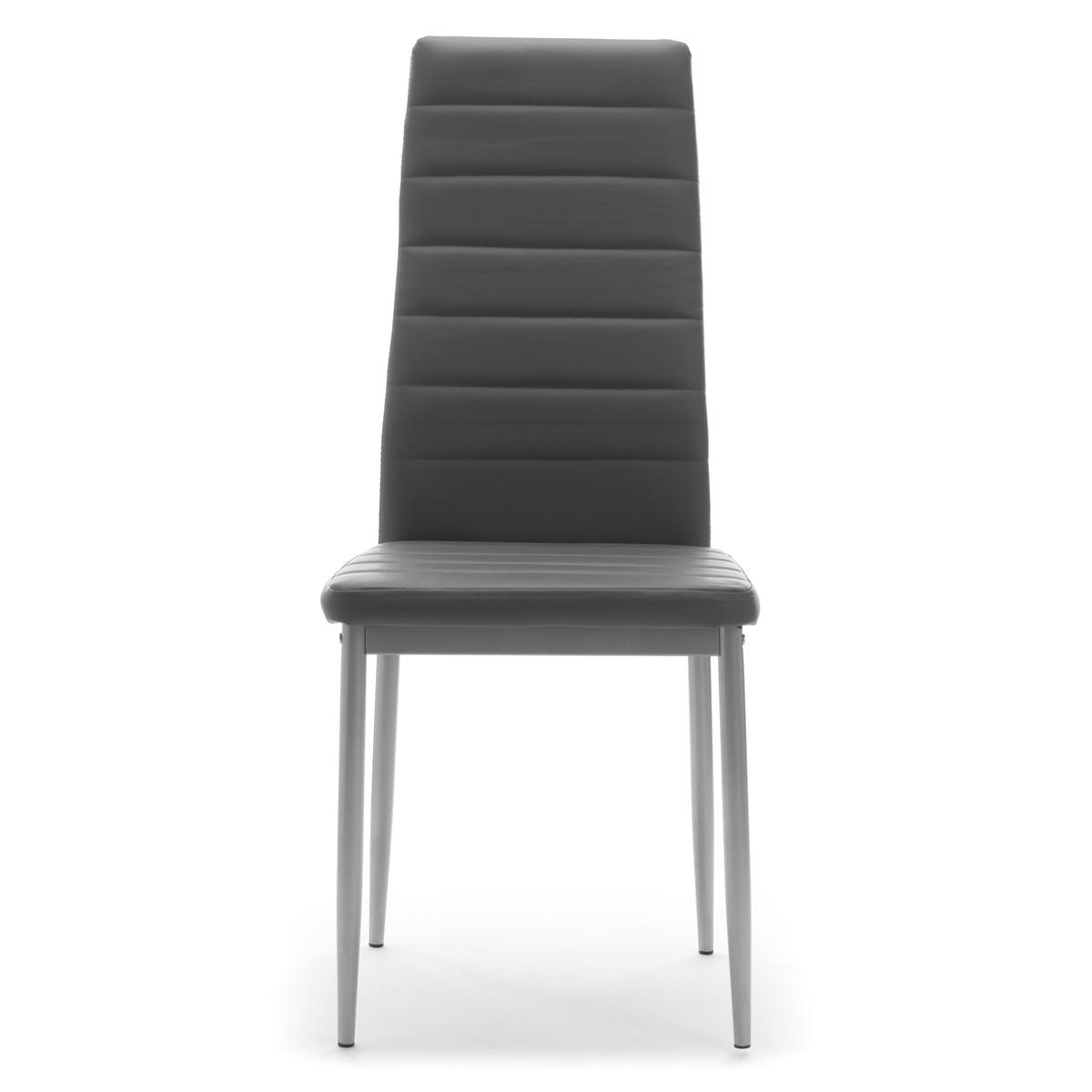 STUHL Set FADO 6x aus Ökoleder - grau - Grau, Leder/Metall (45/99/50cm) - NEW HOME
