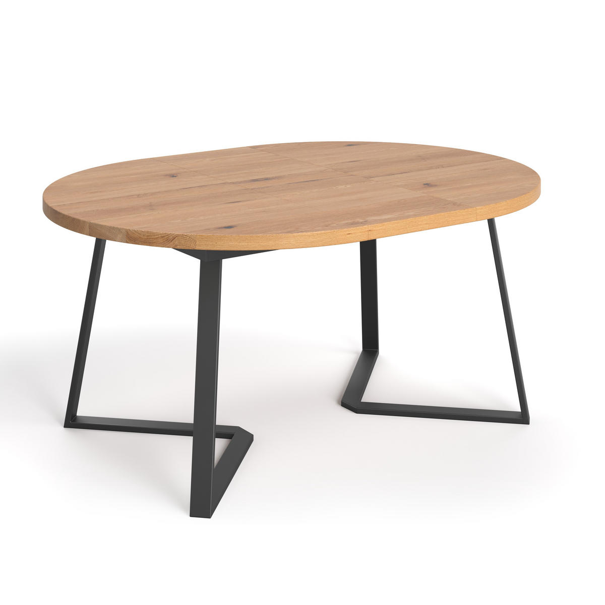 TISCH Ausziehbar Axis aus massivem Eichenholz 100 cm + Tischverlängerungen 2x45 cm - Eichefarben/Schwarz, Holz/Metall (100/100/75cm) - Danzz