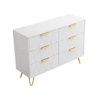KOMMODE 6 Schubladen MDF + Metall 100x72,5x34 cm - Weiß, Holz (100/72.5/34cm) - Kaket