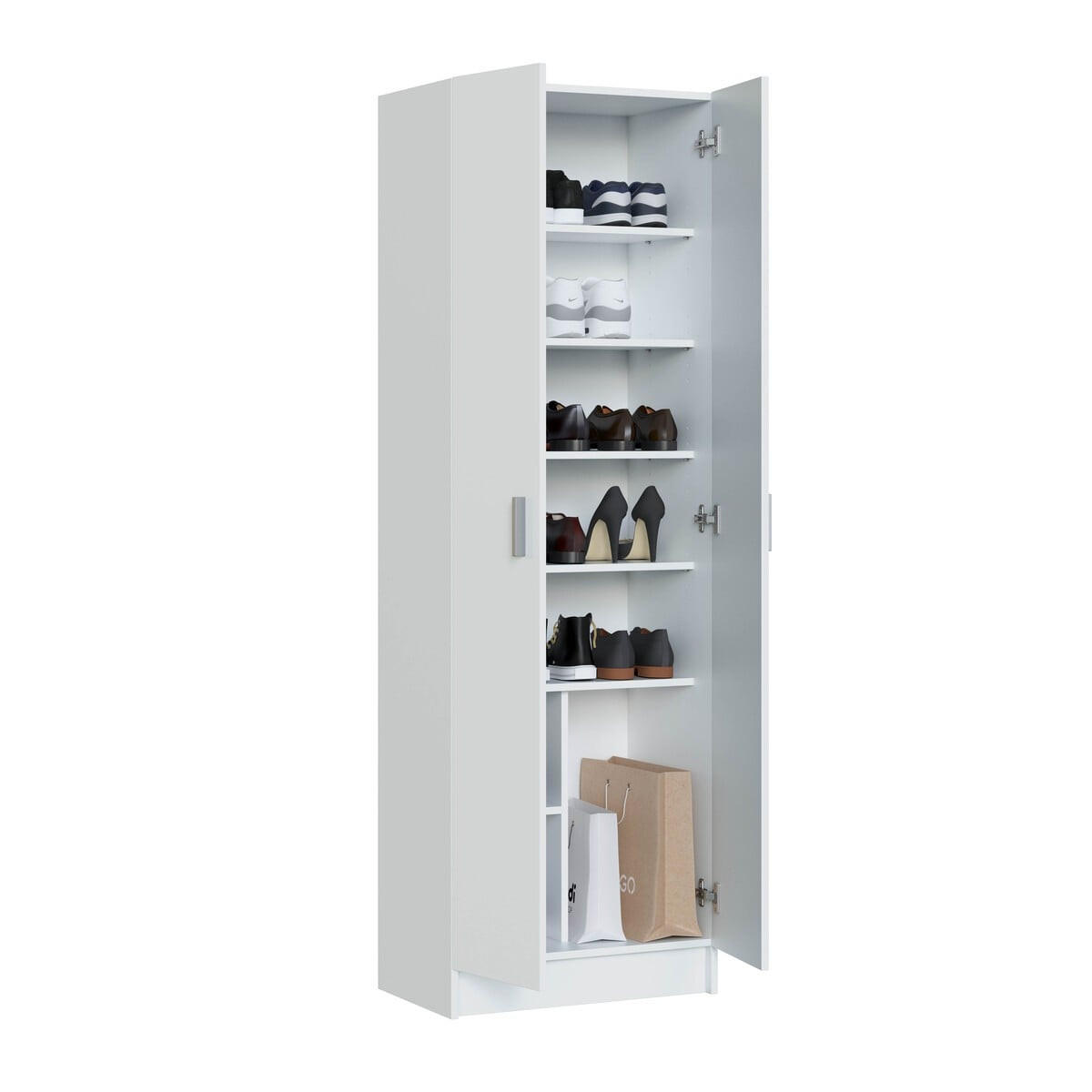 SCHRANK 2-türig, weiß 58,5/181/37 cm - Weiß, Holzwerkstoff (58.5/181/40cm) - Calicosy