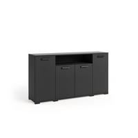 KOMMODE ALBANO 160/83/40cm mit 4 Schubladen Türen Schwarz - Schwarz, Holzwerkstoff (160/83/40cm) - MASSENO