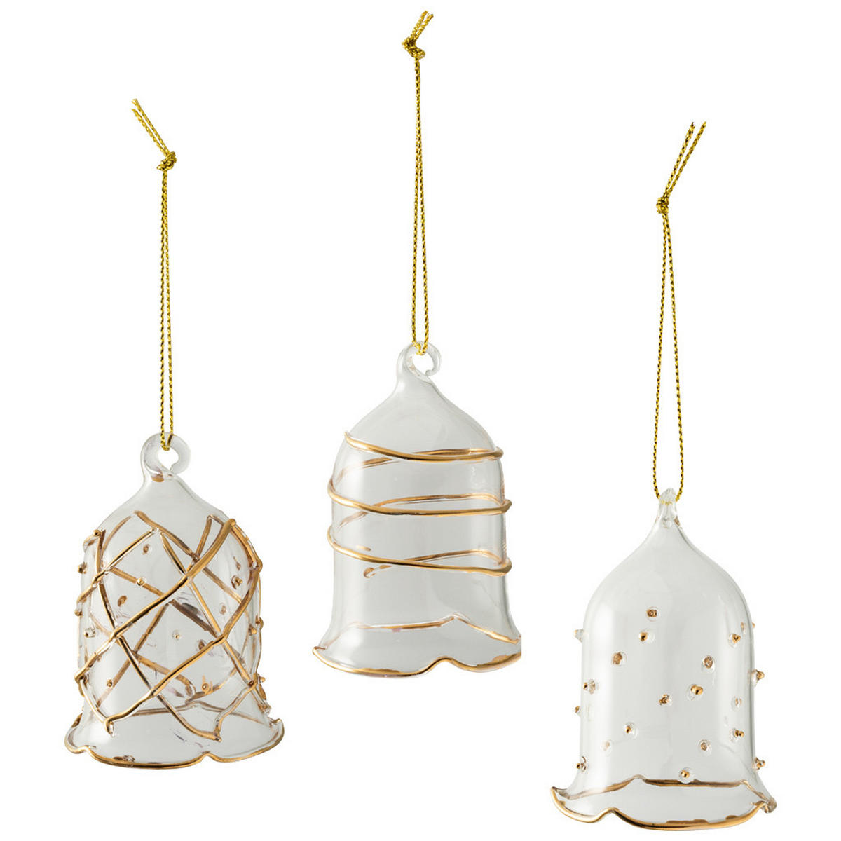 GLASGLOCKEN Winter Collage Accessoires gold 19,5 x 19,5 x 18,5 cm 3er Set - Goldfarben, Glas (19.5/18.5/19.5cm) - Villeroy & Boch
