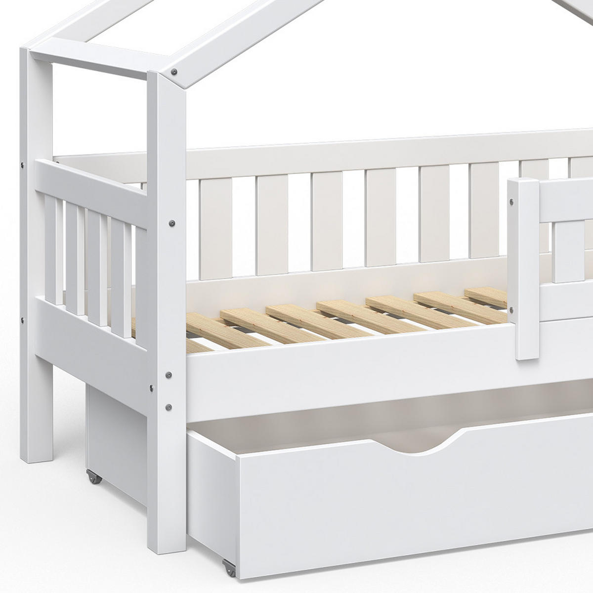 HAUSBETT Design Weiß 70x140 cm mit Schublade - Weiß, Holz (70/140cm) - VitaliSpa
