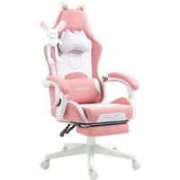 GAMING-STUHL mit Katzenmotiv Rosa mit Fußstütze - Rosa, Kunststoff (57/135/76cm)