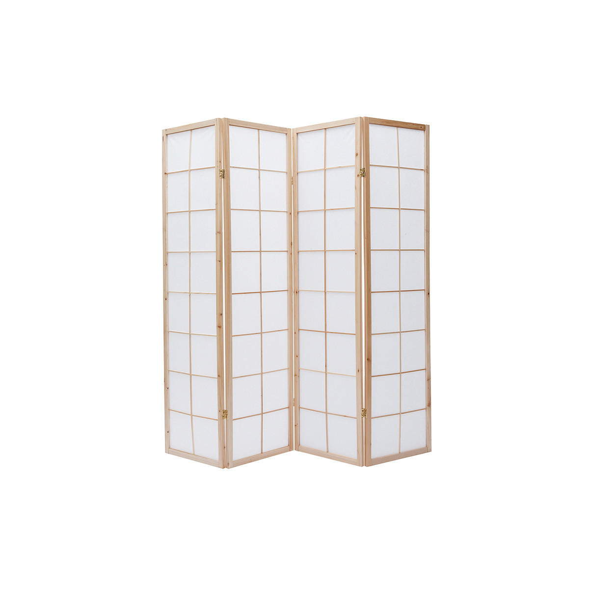 PARAVENT Japanisch Holz Papier IKUYO - Naturfarben, Holz (176/174.5/174.5cm) - Miliboo