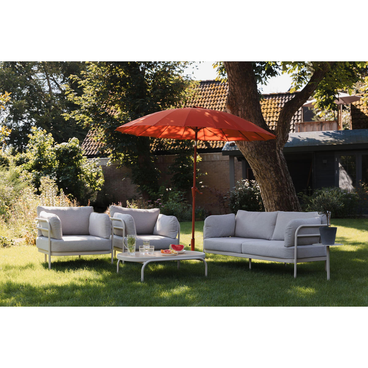 GARTENSET Vista Sofa/ 2 Sessel - Beige, Kunststoff - Zuiver