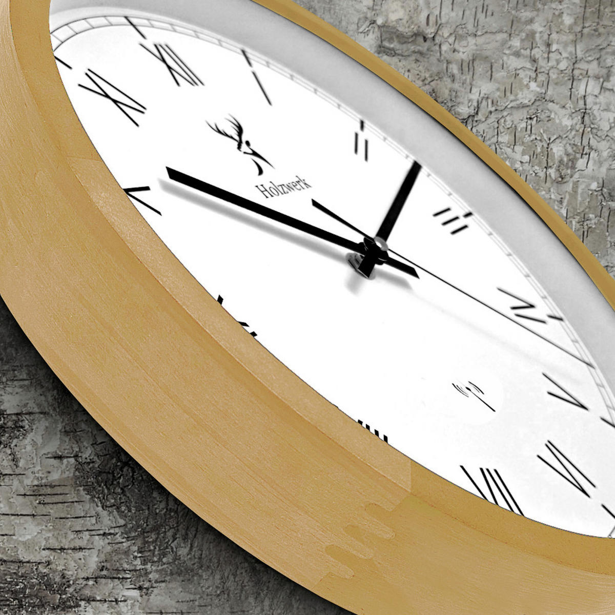 WANDUHR Holz Designer FREIBURG (FUNK) Loft Wand Uhr, beige, weiß - Beige/Schwarz, Glas/Holz (30/30/4.2cm) - Holzwerk