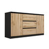 KOMMODE : 3 Schubladen und 2 Türen, Farbe: Schwarz / Wotan-Eiche, 140 x 79 x 39 cm - Eiche Wotan/Schwarz, Holzwerkstoff (138/78/39cm) - 3XE LIVING