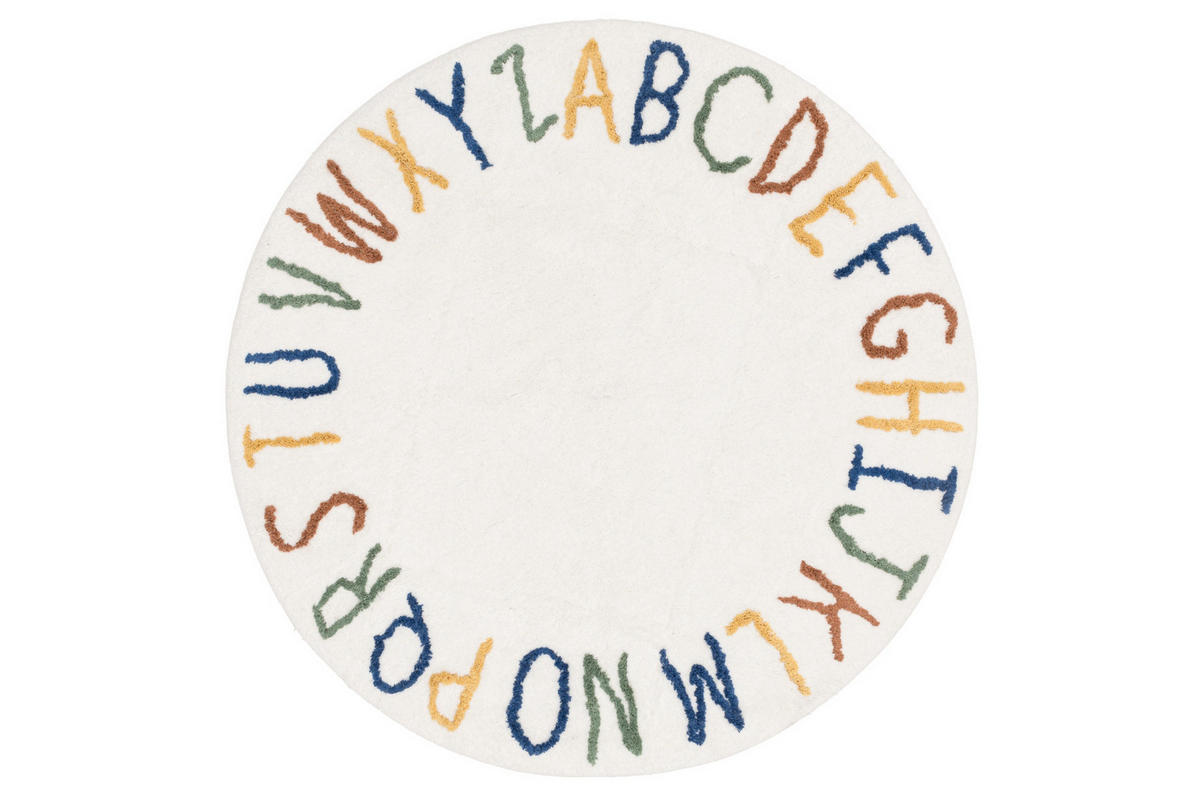 BAUMWOLLTEPPICH Buchstaben Ø 120 cm - Multicolor, Naturmaterialien (120/120cm)