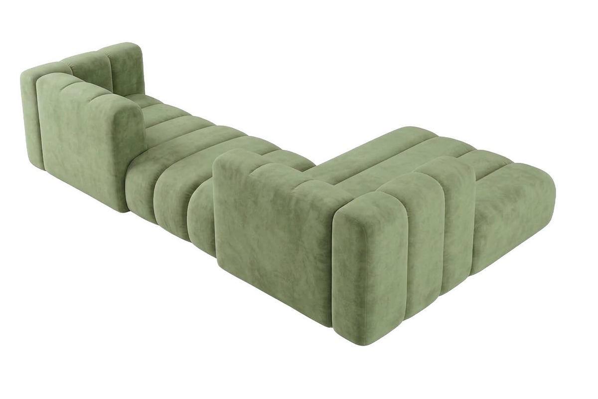 ECKSOFA Modulares In L-Form, Velvet-Stoff Riviera, Olive, Rechts, GRAND 319 cm - Olivgrün, Holz (319/175cm) - Kaiser Möbel