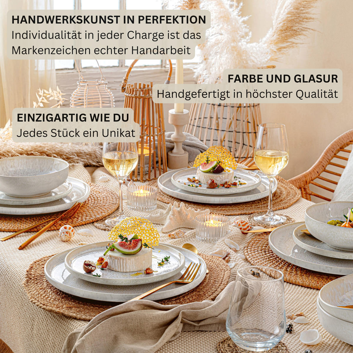 TAFELSERVICE KORFU - 12 teilig aus Steingut - Creme, Stein (27.5/5/27.5cm) - Sänger