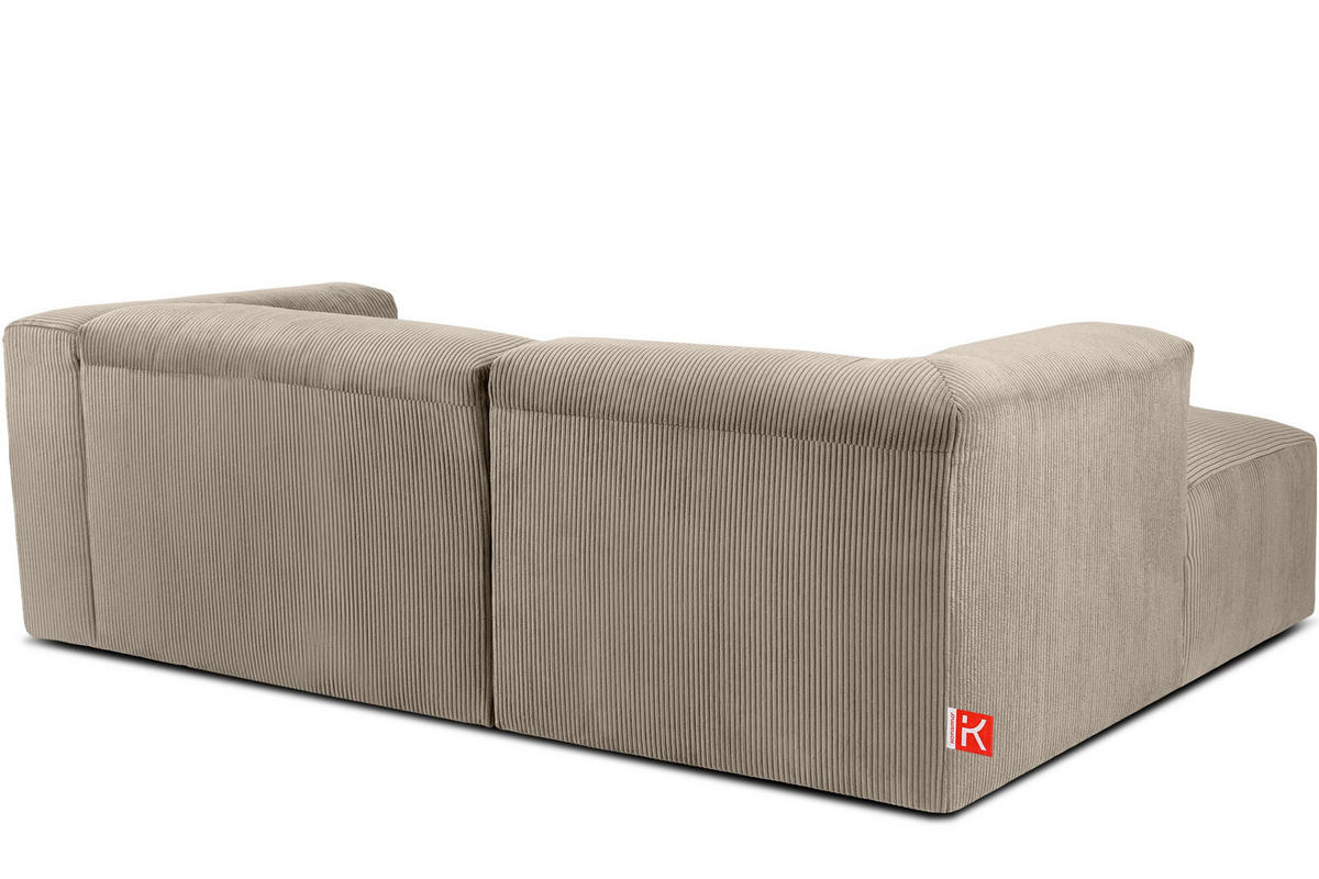 ECKMODULSOFA-LINKS BUFFO 3/4 Sitzer mit extrem weicher Sitzfläche, Kordstoff, beige - Beige, Textil (237/180cm) - KONSIMO®