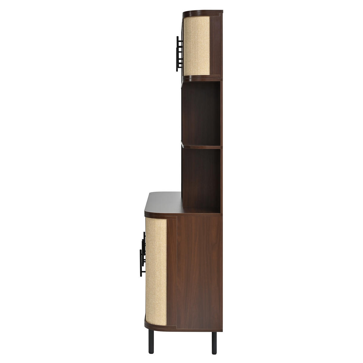 HOCHSCHRANK mit Rattanfront, 8 Türen, modern - Walnussfarben, Holzwerkstoff (120/180/20cm) - FLIEKS