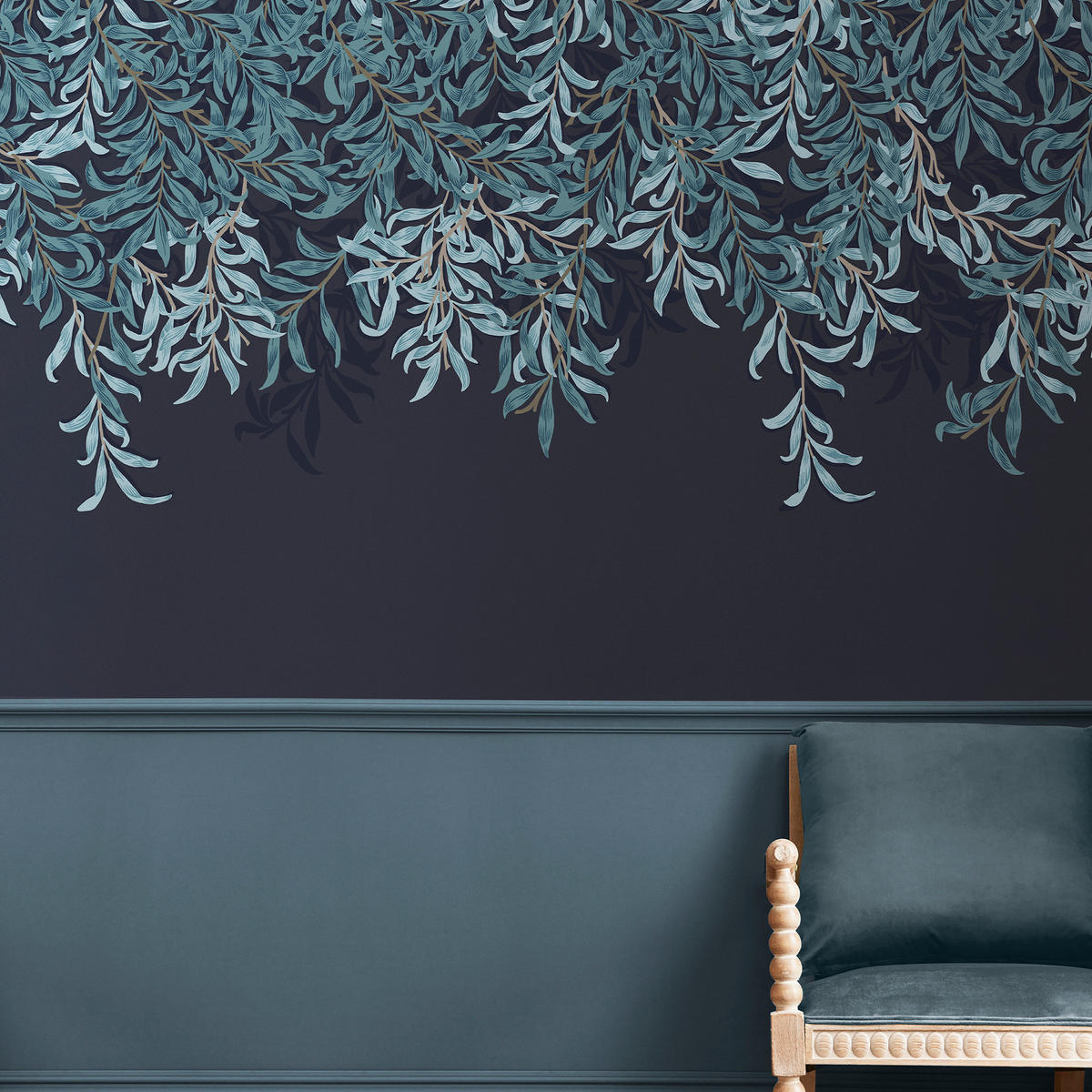 FOTOTAPETE - Willow Bough Navy - Blau, Papier/Kunststoff (250/400cm) - Graham & Brown