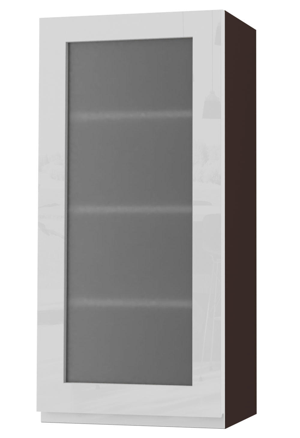 HÄNGESCHRANK Florence W4S/45 Lava / RAL 9003 signalweiß HG 45 / 32,5 / 96cm - Türanschlag rechts - Dunkelgrau/Weiß Hochglanz, Holz/Holzwerkstoff (45/96/32.5cm) - Feldmann-Wohnen