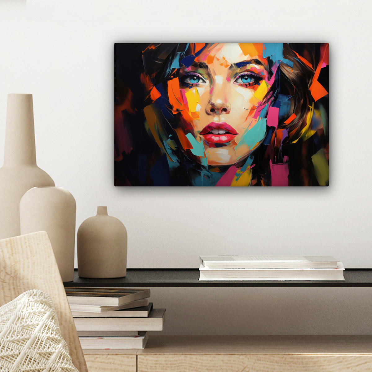 LEINWANDBILD Frau - Porträt - Farbenfroh - Kunst 30x20 cm - Multicolor, Textil (30/20cm) - MuchoWow