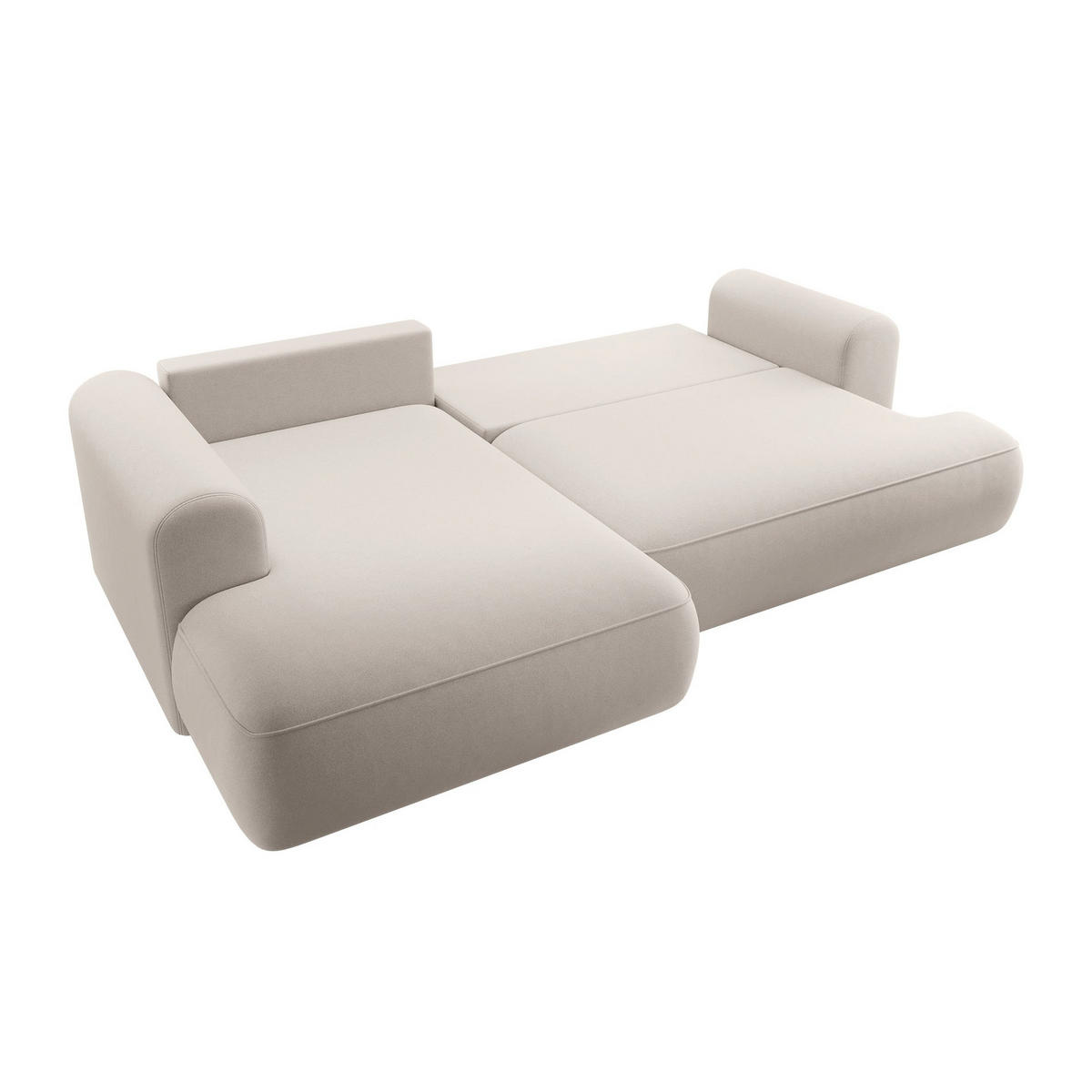 ECKSOFA Ovo Creme Samt - Creme/Schwarz, Kunststoff/Textil (260/165cm) - Selsey