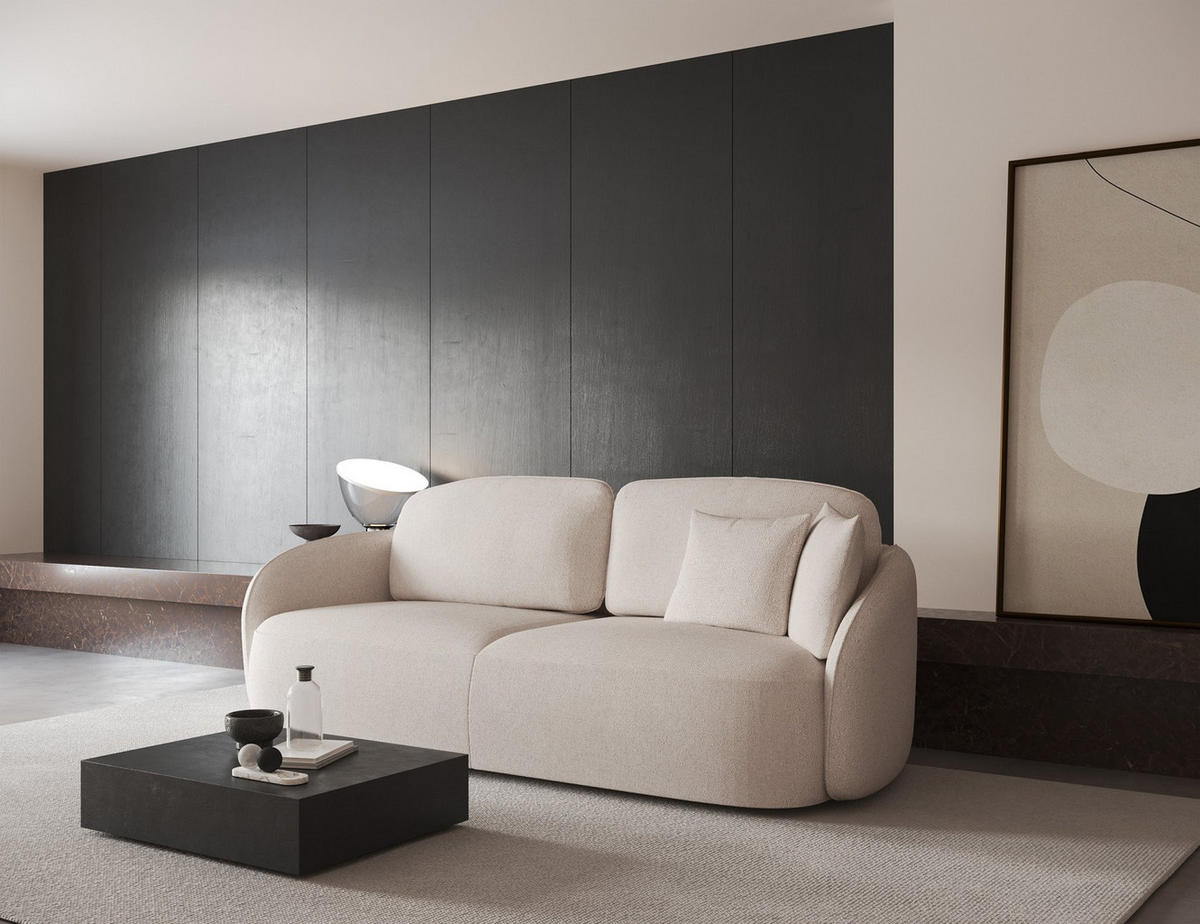 3-SITZER-SOFA Savoy Cremeweiß mit Schlaffunktion - Creme/Schwarz, Kunststoff/Textil (254/96/105cm) - Selsey