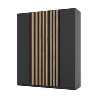 DREHTÜRENSCHRANK CAGLIARI 200/239/61,9cm 4-türig Schwarz - Schwarz, Holzwerkstoff (200/239/61.9cm) - MASSENO