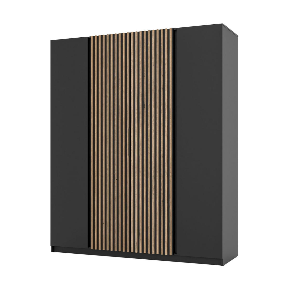 DREHTÜRENSCHRANK CAGLIARI 200/239/61,9cm 4-türig Schwarz - Schwarz, Holzwerkstoff (200/239/61.9cm) - MASSENO