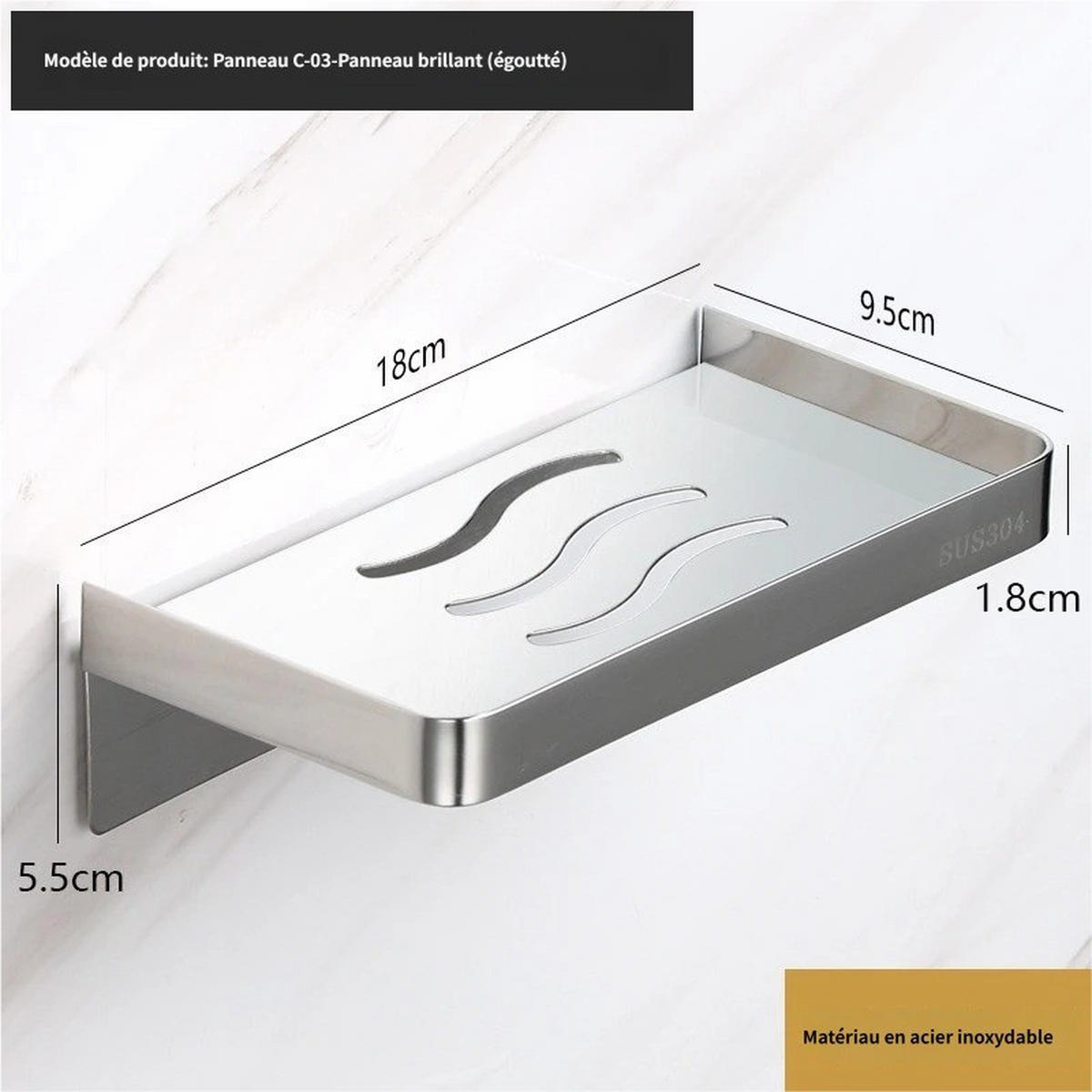 BADEWANNENABLAGE – 18 x 9,5 x 5,5 cm – Glänzend silber – Edelstahl - Silberfarben, Metall (19/6/11cm)