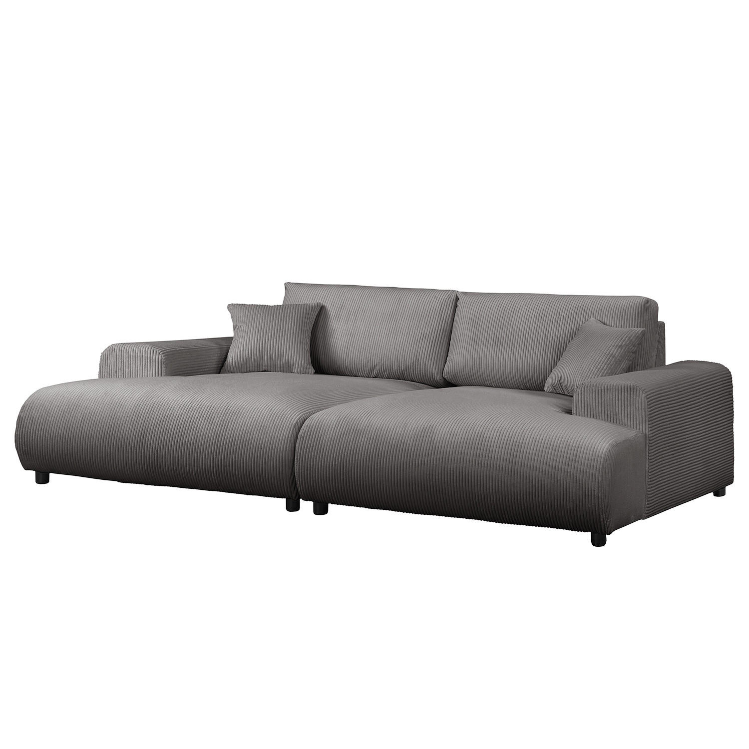 BIGSOFA - Schwarz/Grau, Kunststoff/Textil (237/79/144cm) - home24
