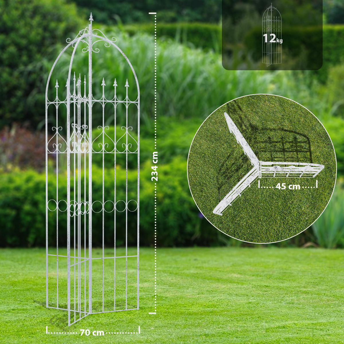 RANKGITTER Metall Antik Weiß - Weiß, Metall (70/234/70cm) - CLP