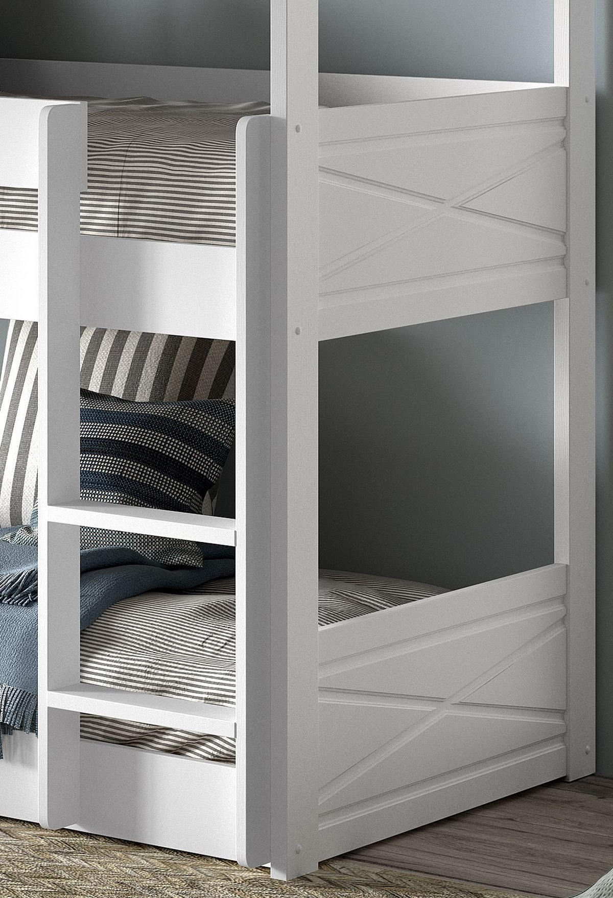 ETAGENBETT Karyl 206x200x105 aus Massivholz in Weiß - Weiß, Holz - 58aufmkessel