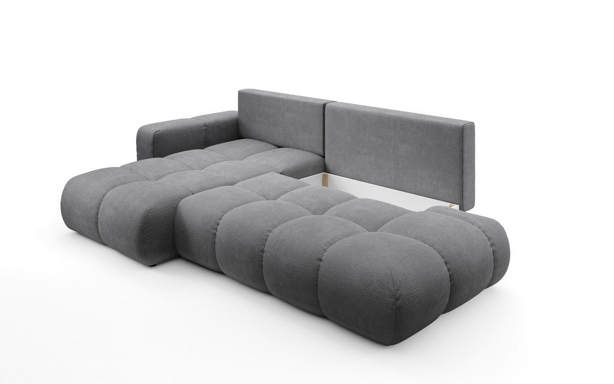ECKSOFA DUCA L-S Grau Chenille mit Schlaffunktion - Grau, Holz (266.5/266.5cm) - MASSENO