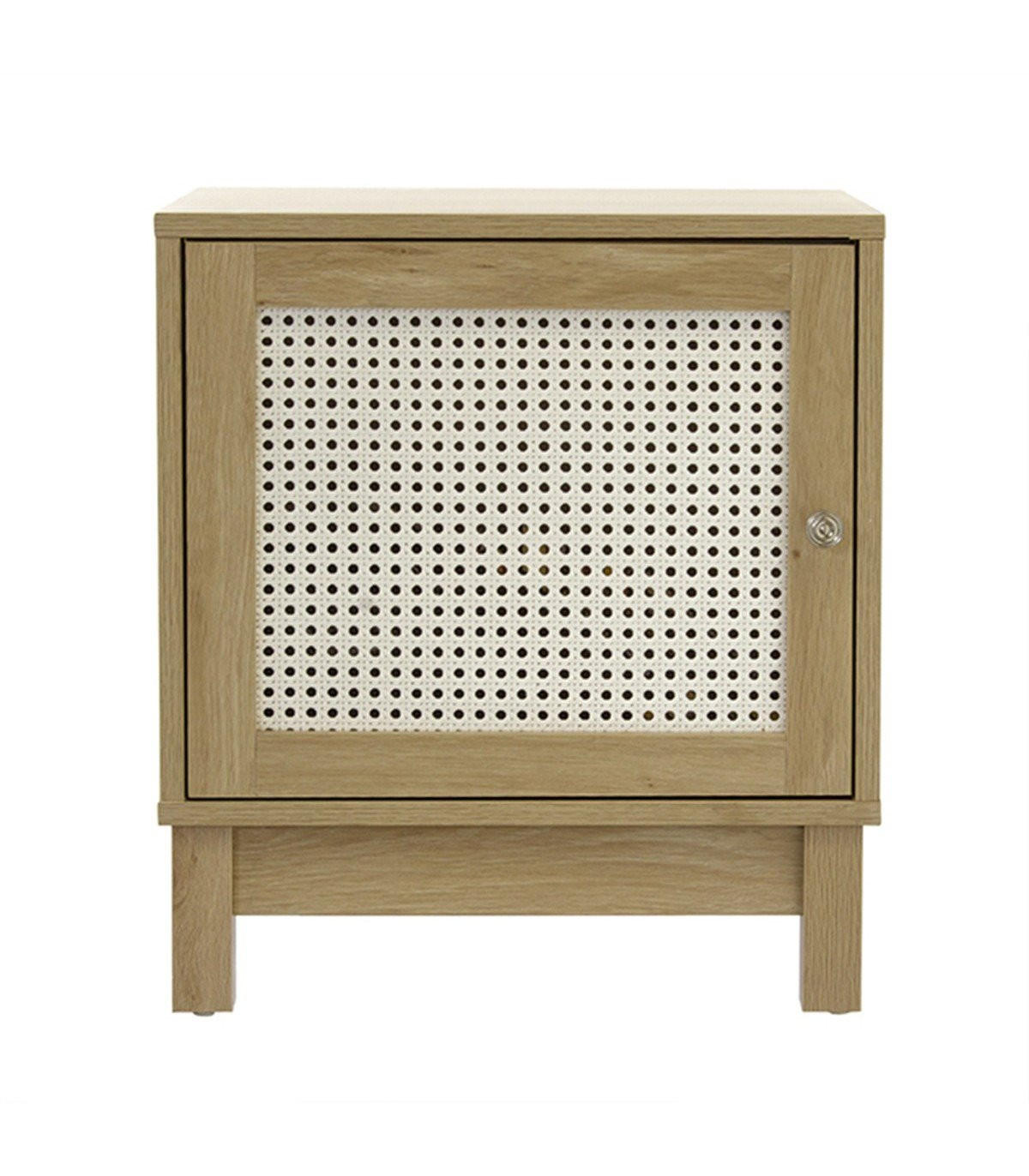 NACHTTISCH mit 1 Tür Rattanimitat - Apfelbaumfarben, Holzwerkstoff (35/50/45cm) - Calicosy