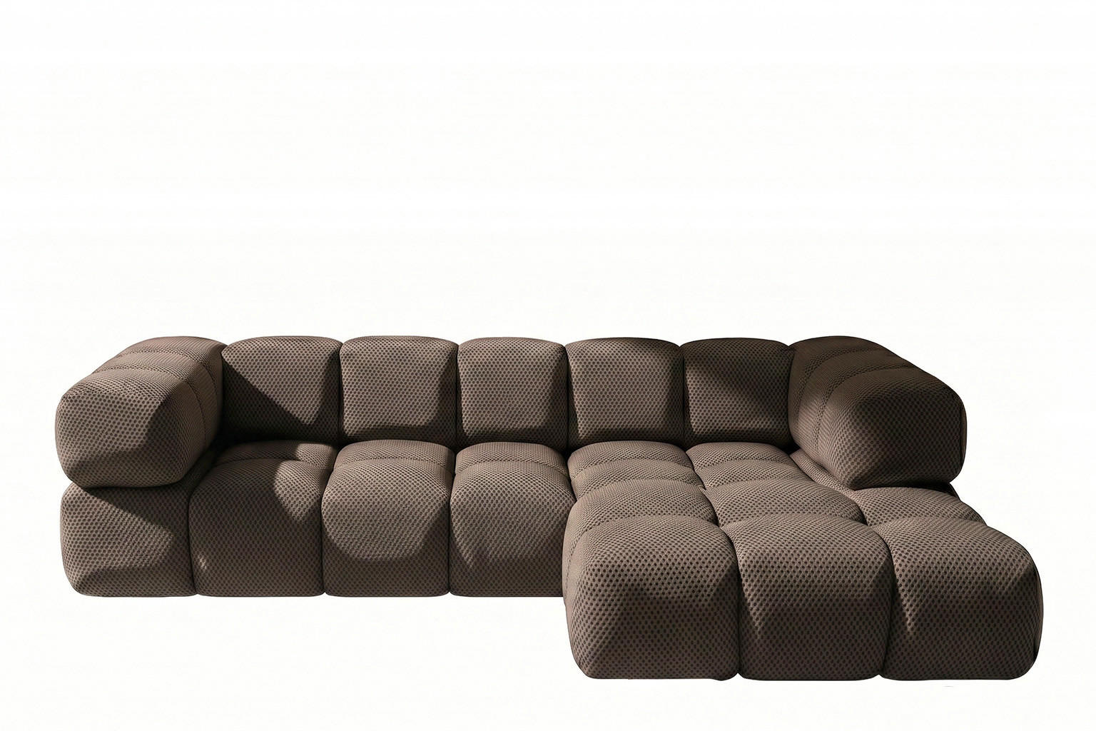 ECKSOFA L-FORM, Strukturierter Premiumstoff Sonic, Braun, Rechts, Averro - Braun, Holz (280/150cm) - Kaiser Möbel