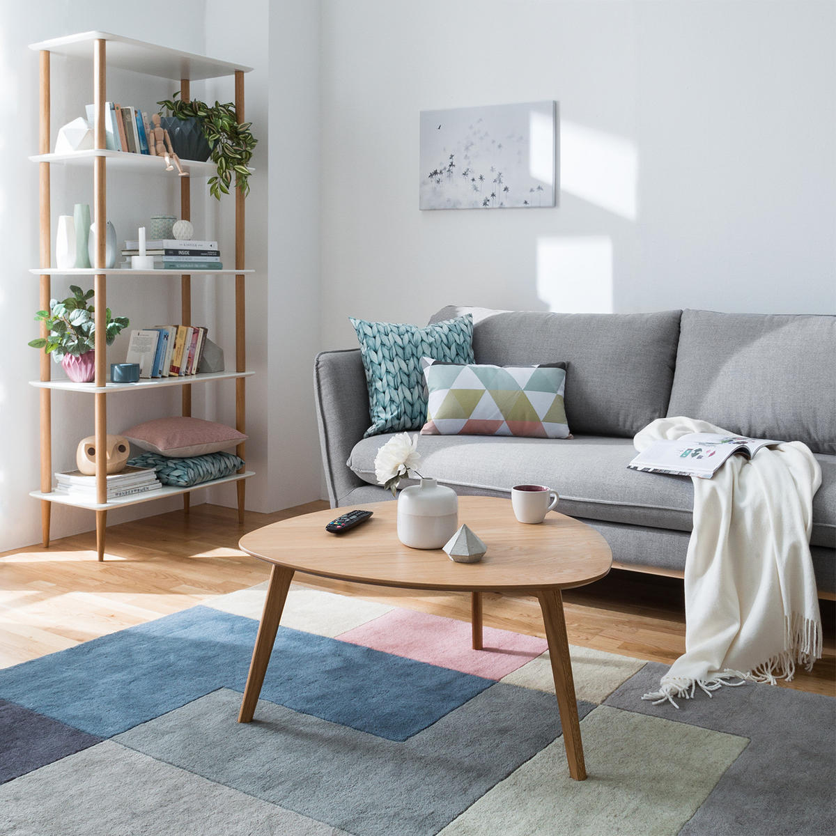 COUCHTISCH - Eiche teilmassiv - Eichefarben, Holzwerkstoff (80/80/40cm) - home24