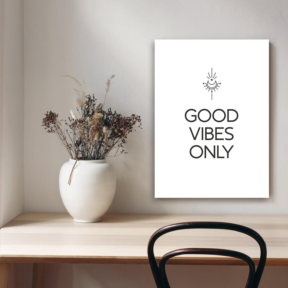 WANDBILD inschrift good vibes - Schwarz, Textil (40/60cm) - Feeby