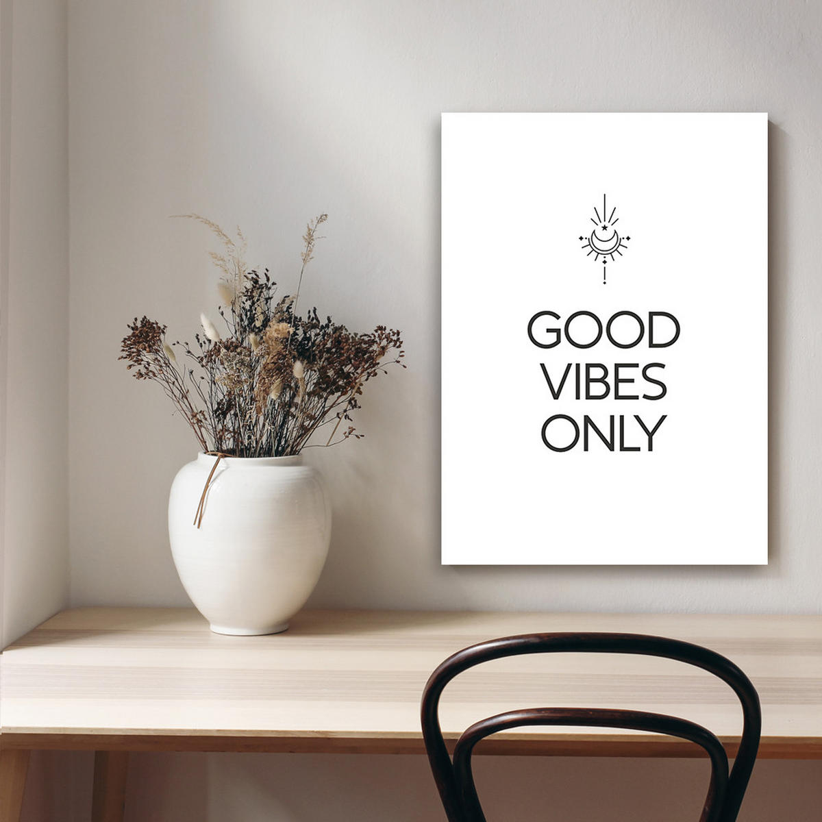 WANDBILD inschrift good vibes - Schwarz, Textil (40/60cm) - Feeby