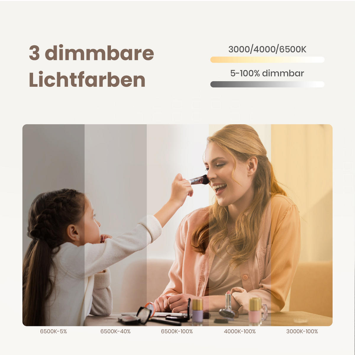 BADSPIEGEL mit Touch-Schalter, Dimmbar 70/50 cm - Transparent, Glas (50/70/3cm) - EMKE
