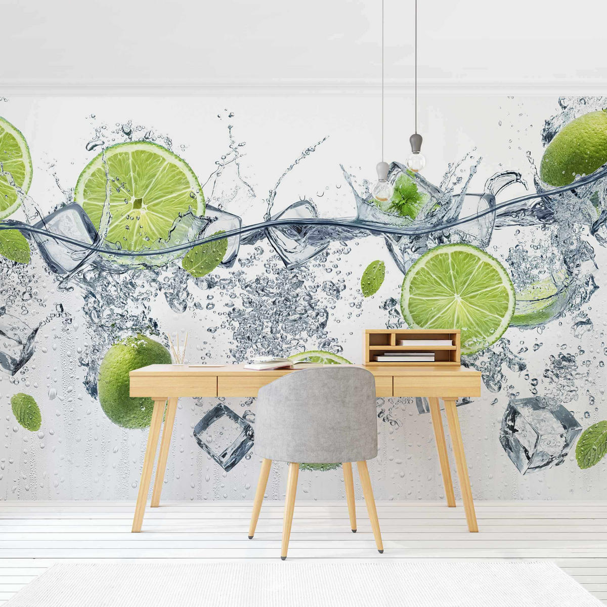 FOTOTAPETE Erfrischende Limette 432/290 cm - Weiß, Papier (432/290cm) - Bilderwelten
